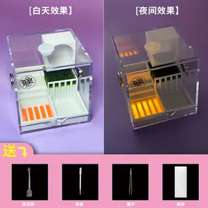 Glow-in-the-Dark Pet Tarantula Spider Beetle Breeding Box Reptile Terrarium Acrylic High-Transparency 3D Printed Clear Enclosure with Cleaning Brush Dropper Mirror & Sieve