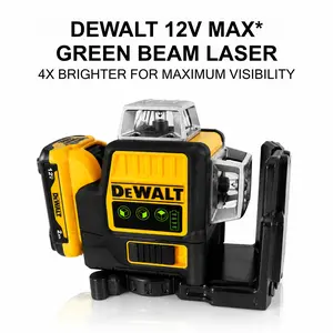 DeWalt 089 12V MAX Green Beam Cordless Laser Level with Auto-Leveling and IP65 Protection, High Precision 3D Cross Line Layout Instrument with Integrated Magnetic Bracket for Drywall and Acoustical Ceilings