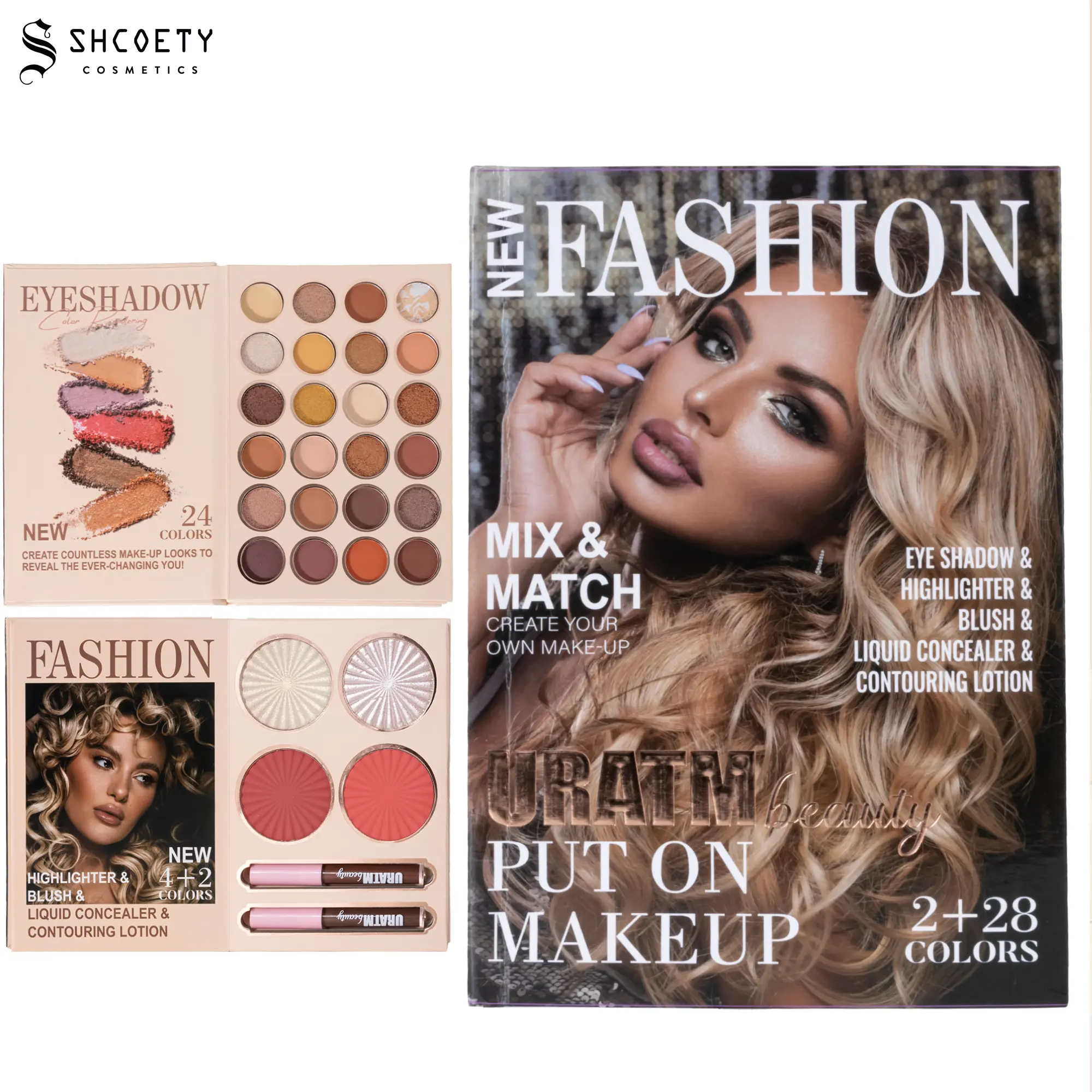 SHCOETY TWO-layer makeup tray,24 colors&4 Highlighter%2 Blush，Makeup Set for Women，Eyeshadow Set