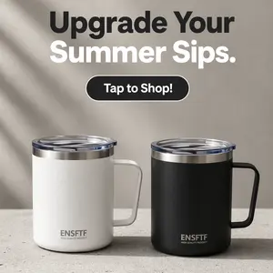 13.5 oz Stainless Steel Insulated Coffee Mug with Lid, Double Wall, White, Travel Camp Cup
