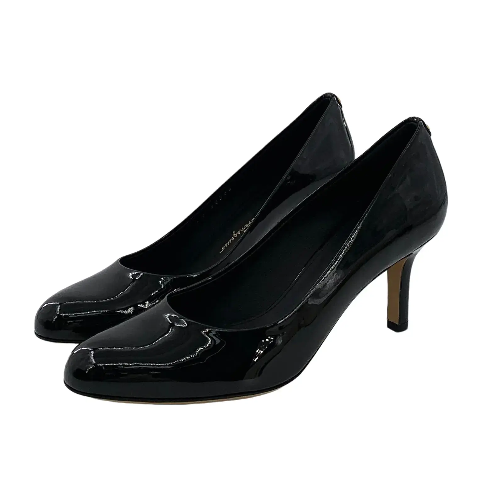 RDLT-Salvatore Ferragamo Size 36 Black Patent Leather Stiletto Heels-H37363