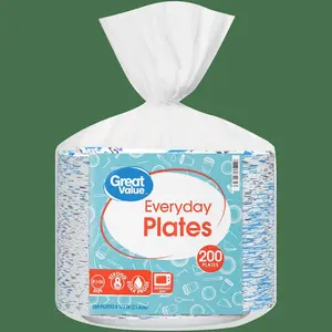 200 Pcs Disposable Paper Plates for  Everyday (9 Inch) Pack Set Hand Kitchen