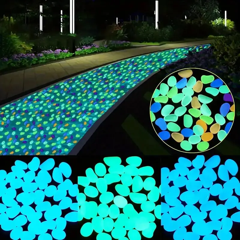 Glow in The Dark Blocks, 50/300pcs/set Luminous Stones for Indoor & Outdoor Decor, Perfect for Gardens Patios Walkways Driveways，Halloween,Christmas D