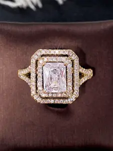 1 PC Elegant Cubic Zirconia Ring For Women For Valentine's Day Gift Wedding Engagement Band Jewelry