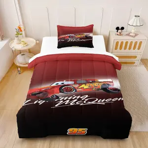 "Cars"Quilt Set,95 Lightning McQueen and Its Friends Print,Including 1 Quilt and 1 or 2 Pillowcases without Pillows,Suitable as a Gift for Children,Teenagers,and Adults,Soft and Warm Bedroom and Dormitory Decorations