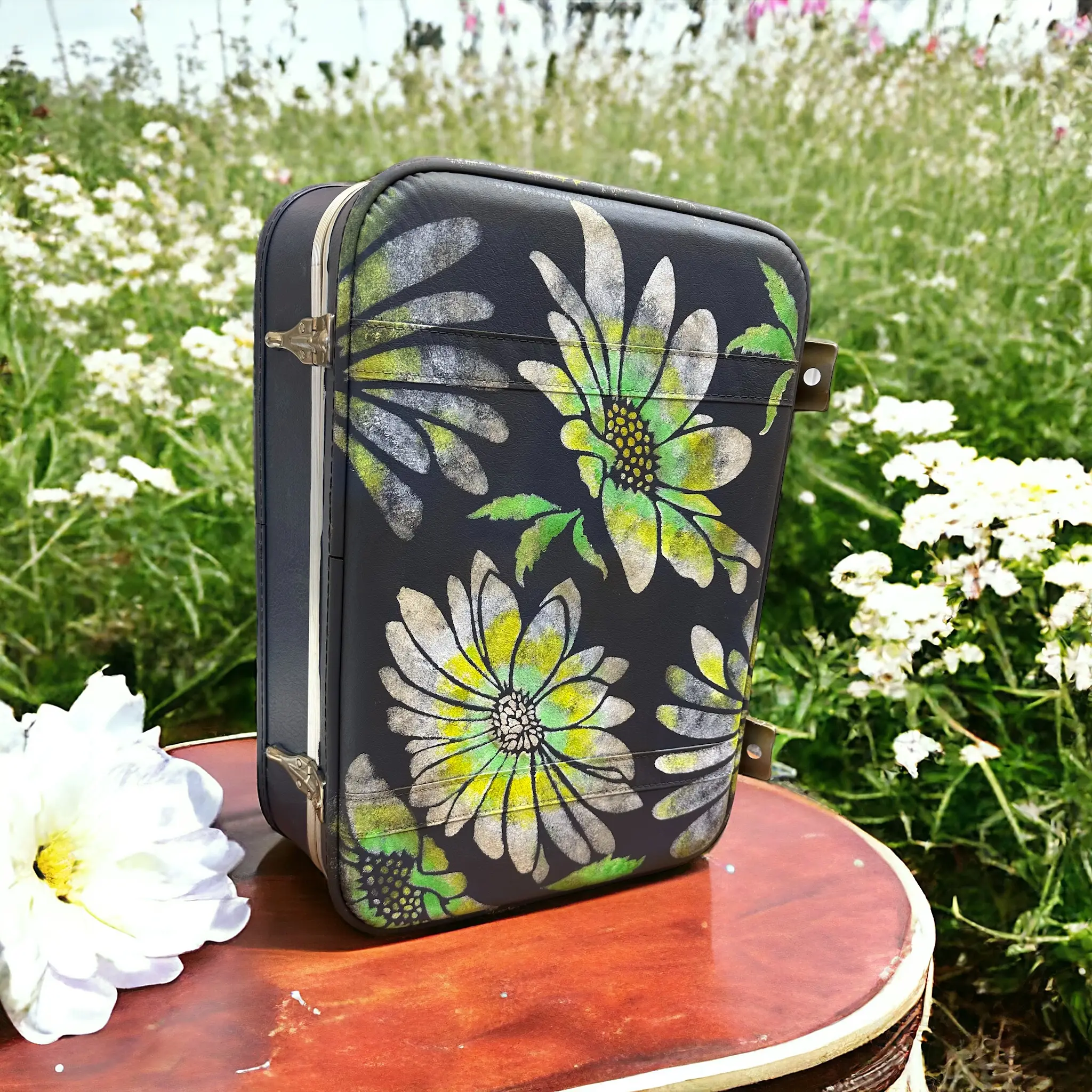 Retro Suitcase With Floral Design