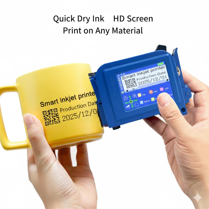 Phezer Upgraded Mini Inkjet Printer for Flat and Curved Surface PC11 Plus, 25 Languages & Quick-Drying Ink Cartridge, Portable Pocket Marking Device for Date Time Barcode Logo Qrcode Batch Number