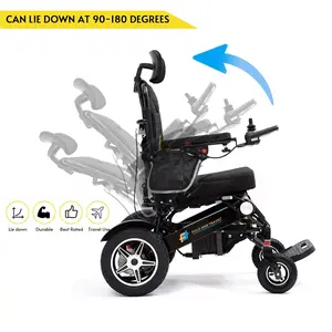 Fold and Travel Manual Reclining Electric Wheelchair Lightweight Power Wheel Chair BLACK Thrive Mobility