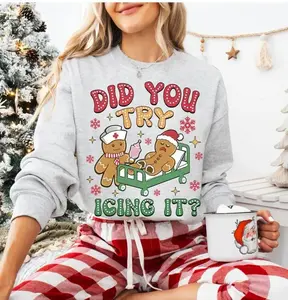 Gingerbread Nurse Christmas Sweatshirt Festive Cookie Design, Fashion Cotton, Full Colors, Full Sizes, For Men, For Women
