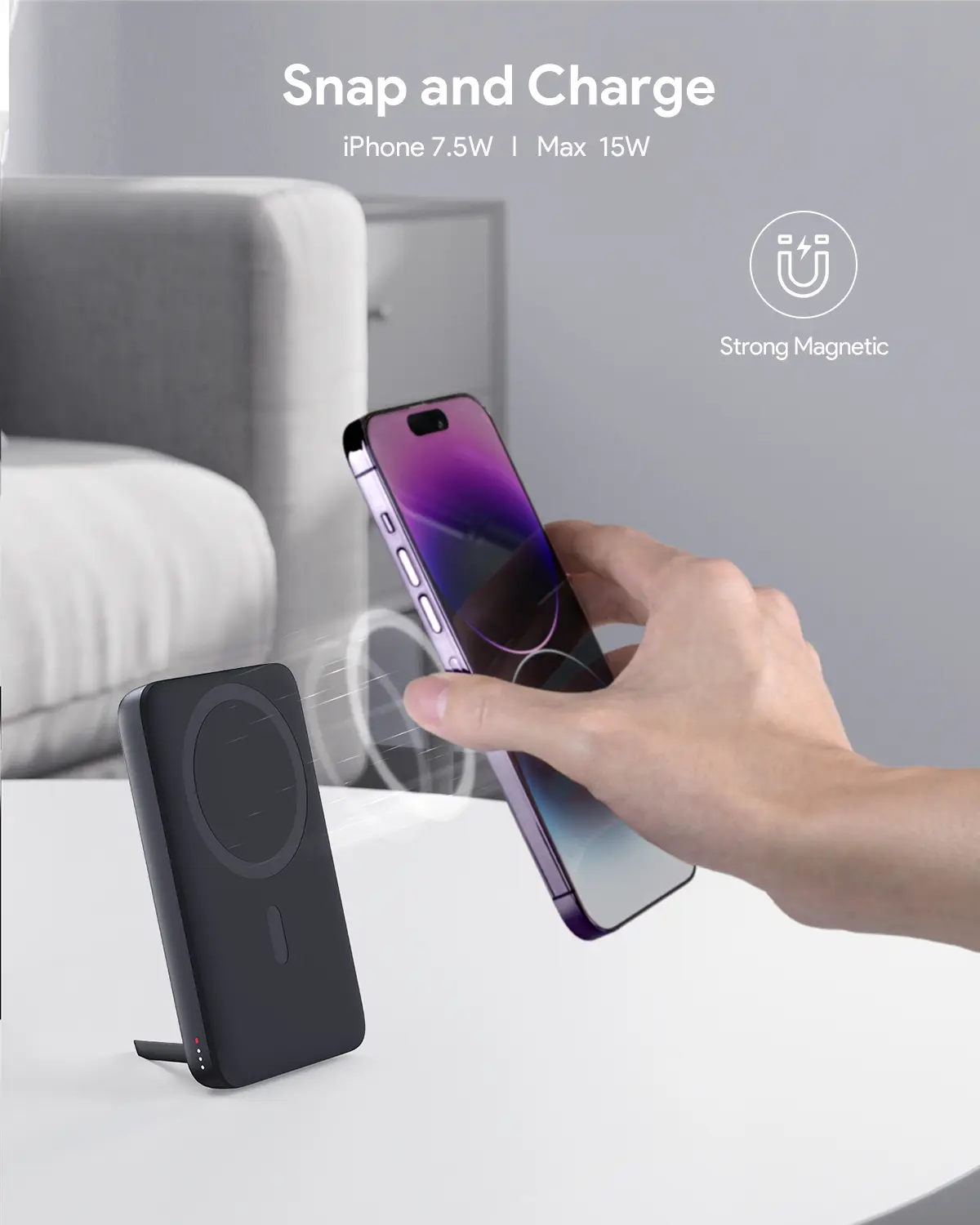AUKEY Magnetic Battery Wireless Portable Charger and USB-C Wireless Charging Power Bank Outdoor Phone Accessories Compact 10000mAh PB-MS02 Chargeable Device smartnfccase bezosmax mini Games Marvel Mobile Smartphone