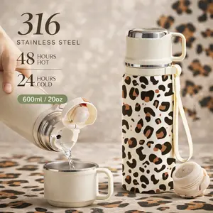 1 Pc Insulated Mug, 600ml Vacuum Cup, Double Wall Thermal Mug, Leak Proof Skinny Tumbler With Handle And Strap, 24 Hours Hot 48 Hours Cold, Portable Travel Mug For Coffee Tea Water, Gift For Women Men Holiday Daily Use