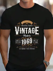 100% Cotton Vintage 1969 55th Birthday Gifts 55 Year Old For Men Women T-Shirt Women's Men's Graphic Tee Crew Neck summer vacation Tops
