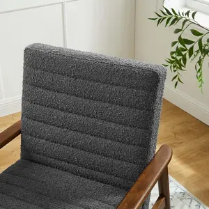 Jensen Boucle Fabric Accent Chair in Walnut Charcoal Jensen Boucle Fabric Accent Chair in Walnut Charcoal