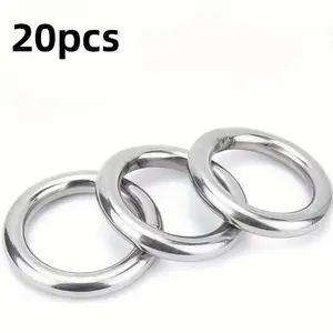 20pcs Stainless Steel Solid Round Rings, Seamless Welded Pet Rings, Fishing Net Pull Ring, Decorative O Shape Lift Ring
