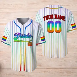 Personalized LGBTQ Pride Month Baseball Jersey with Teamname Name Number, Custom Rainbow Pride Jersey for LGBT, LGBT Team Baseball Jersey
