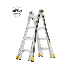 18 Ft Reach Aluminum Multi-Position Ladder with Tool Hangers, 300 Lbs. Load Capacity Gorilla Ladders
