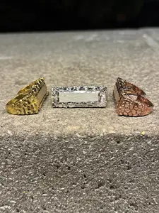 925 Silver Double Finger Nugget Name Plate Ring