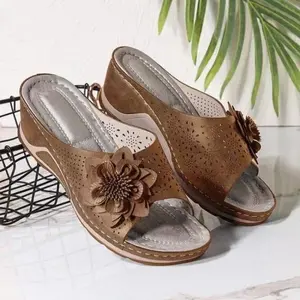 Summer New Women Sandals Woven Flowers Platform Heels Casual Style Sandals for Women Summer Shoes Women's Footwear