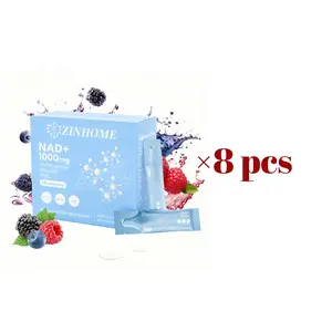 [8 pcs] ZINHOME NR1000 NAD+ Berry Juice, Containing Quercetin Plant Body, Trans Resveratrol PQQ,melatonin,Used for skin aging support, energy, and focus - 30 packs