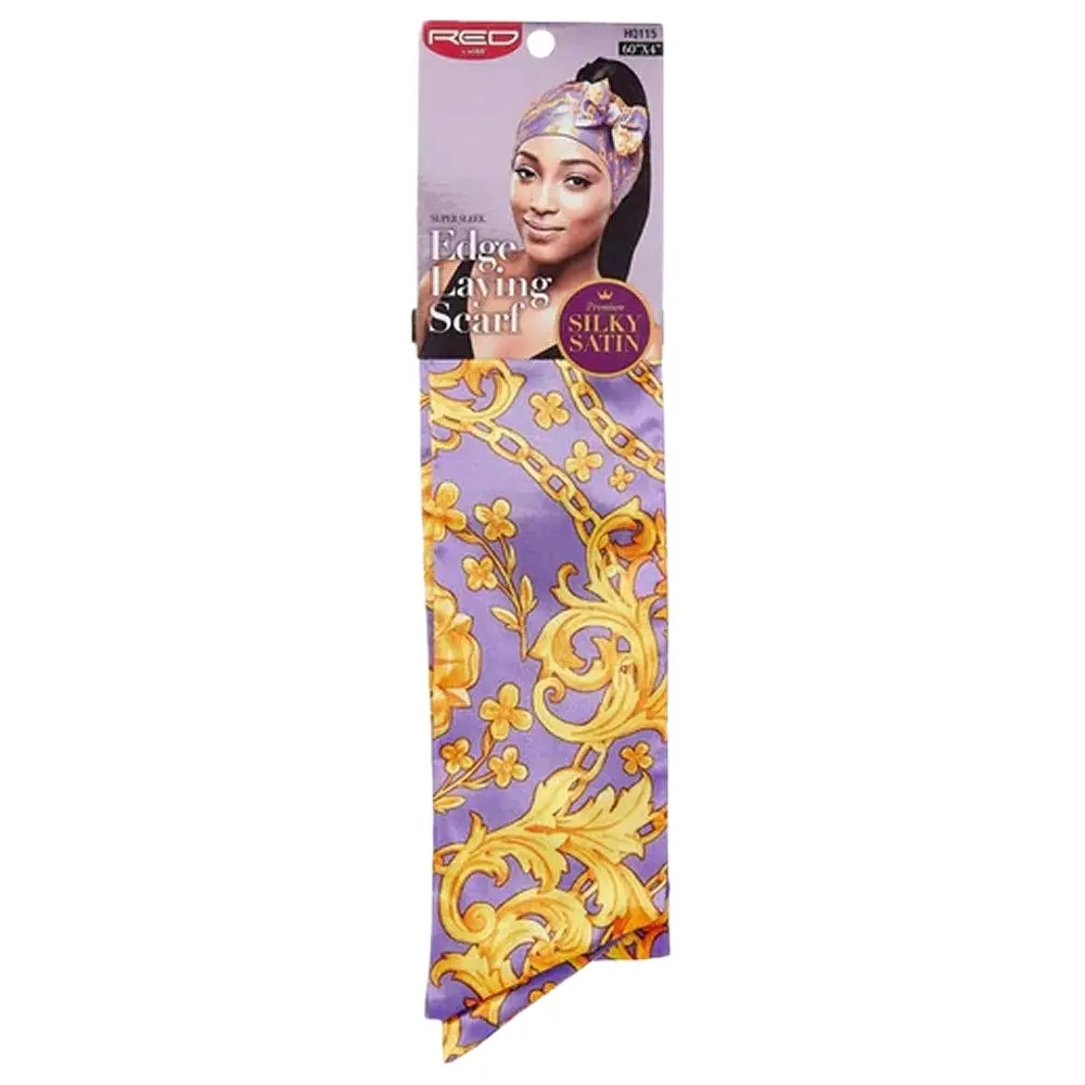 Kiss Edge Red Laying Scarf Wrap for Hair Edge Silky Satin Scarf