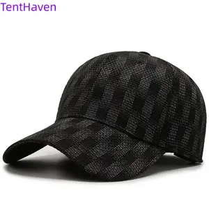 2026 Spring and Autumn New Full Sealed Baseball Hat Men's Youth Grid Elastic Cloth Hat Outdoor Leisure Sunshade Hat