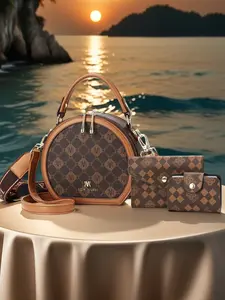 Women's Shoulder Crossbody Small Round Bag, Fashion Print Handbag, Casual Commuter Purse, Birthday Gift for Wife, Mother's Day Present, Handbag Set