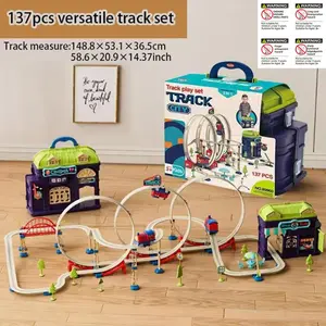 137 Piece Luxury Electric Train Track Toy Set, Realistic Track, Flexible Bendable Track, Electric Driving Tracks, Kids Educational Puzzle Toy, 3 Years+, Unisex Gift