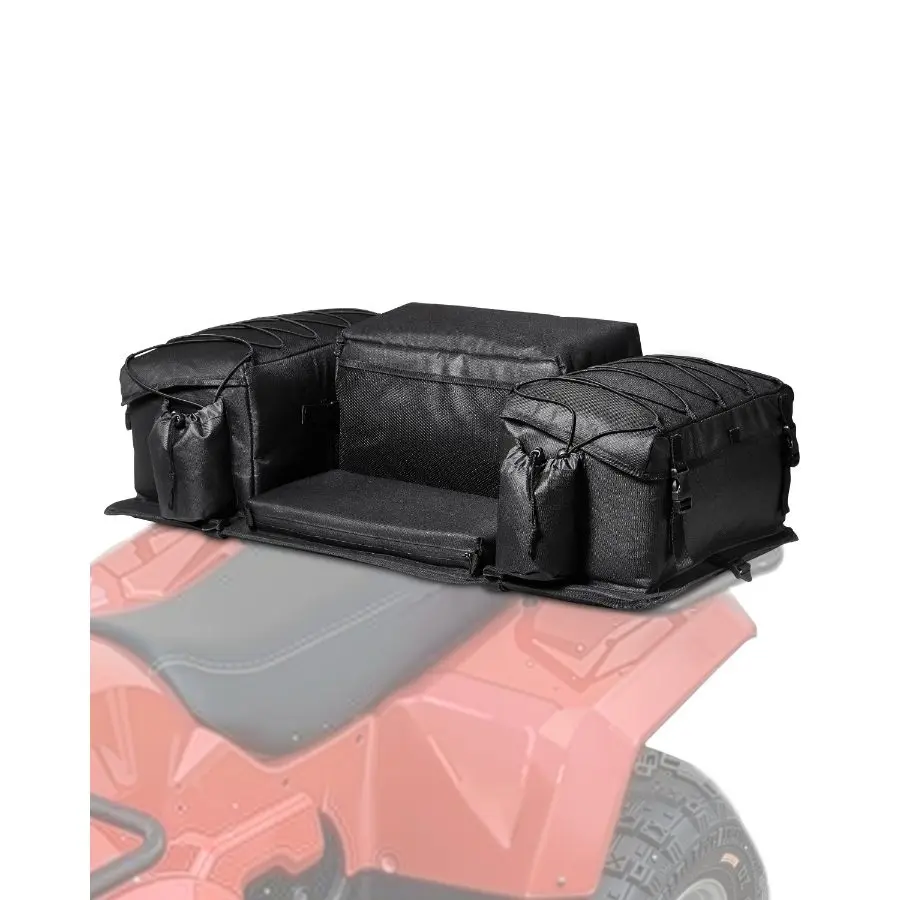 VEVOR ATV Rear Storage Bag, 50L ATV Rear Cargo Bag with Sponge Seat Cushion Bottle Holder, 600D Oxford Cloth Rear Seat Gear Bag Fit Most ATVs with Rear Rack, Compatible with ATV, UTV, Can-Am Vehicle