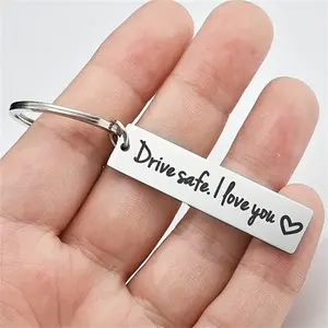 2pcs Safety Driving Stainless Steel Keychain for Men Valentines Day Gifts for Husband Boyfriend Valentine's Day Decorations Friendship
