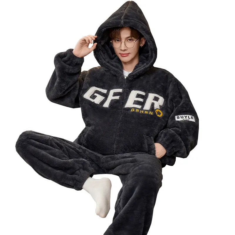 Men's Coral Fleece Long-Sleeve Sleepwear Pajama Bottoms - Loose Cut, Relaxed Rib Design, Newspaper Print, Thick Breathable Smooth Fabric, Elastic Waist, Autumn-Winter Menswear Loungewear, Evening/Casual Use, Machine Washable, Thick Fleece Pyjama Bottoms,