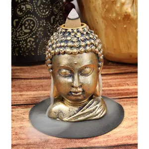 Ebros Shakyamuni Buddha Gautama Backflow Incense Cone Burner Holder Statue 3.5"H