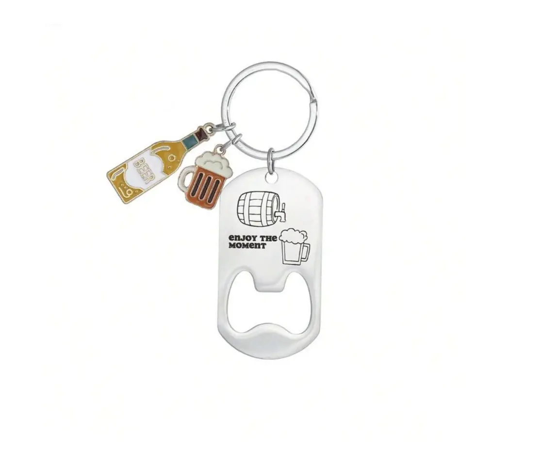 Mini Bar Keychain in Stainless Steel with "Drive Safe I Love You" Message, Sleek Bottle Opener for Men, Personalized Gift, Stylish Keychain, Personalized Gifts, Beer Enthusiasts, Choking Hazard Small Parts
