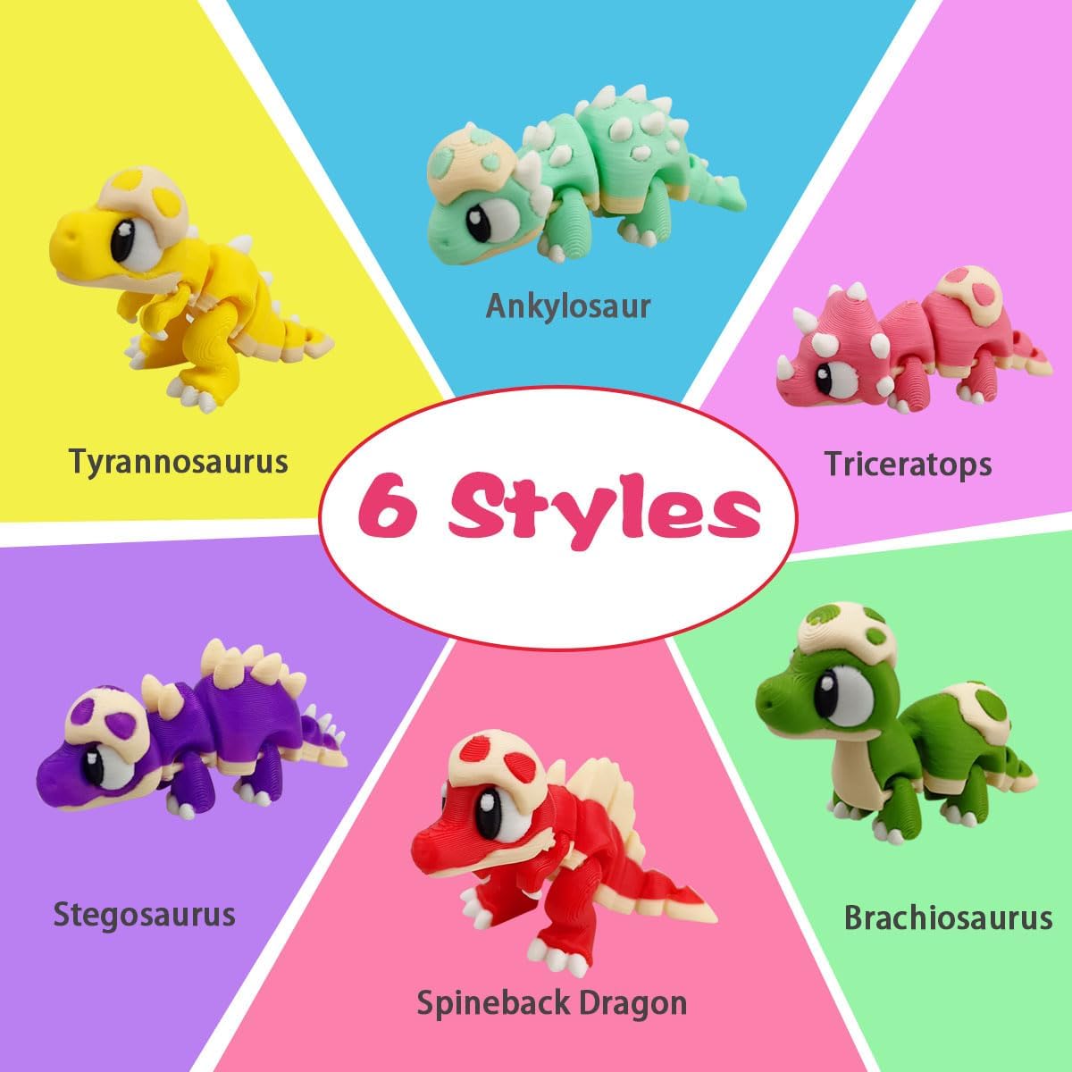 6 Pack 3D Printed Dinosaur Eggs with Toys Inside – Prefilled Easter Eggs for Kids, Boys & Girls, Easter Basket Stuffers, Party Favors & Easter Gift