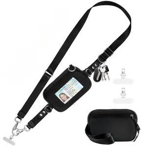 Never Lost Clip and Go Strap Bag for Phone M/Large Lanyard Crossbody Adjustable and Detachable RFID Wristlet Wallet Clip & Go Phone Lanyard with Wallet| Crossbody & Wrist Wear| Card Slot + Zipper Pocket| Hands-Free Strap