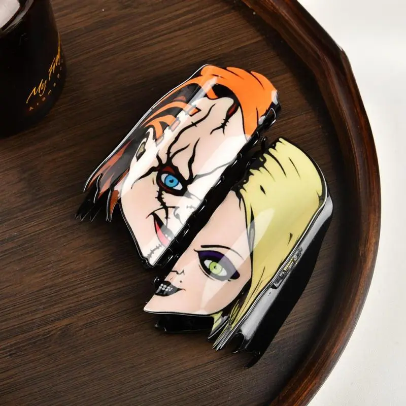 Fun Horror Character Double-Sided Plastic Claw Hair Clips - Halloween Hair Accessories for Women & Men, FallFreshness, Bold Designs for Daily Wear