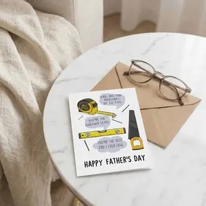 No One Measures up to You Card - Unique Fathers Day Card Gift for Men Him - Funny Handyman Father's Day Card for Dad - Happy Fathers Day - Greeting Card