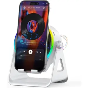 Induction Audio  Speaker, 4 in 1 Phone Speaker Amplifier Phone Stand with RGB Light and Adjustable Holder for Tablet  Android, Uqique Birthday  for Men Women Teens