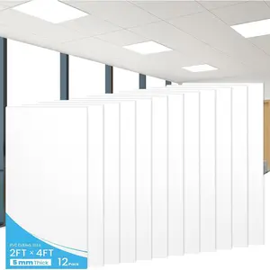 12 Pack Drop Ceiling Tiles 2ft x 4ft PVC  Panel Cover 5mm Washable and Fire-Rated Drop Tile 48 Sq. Ft - White