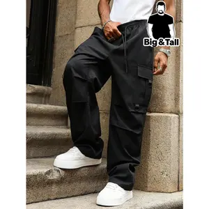 Men's Black Cargo Pants | Y2K Streetwear Utility Wide Leg Trousers