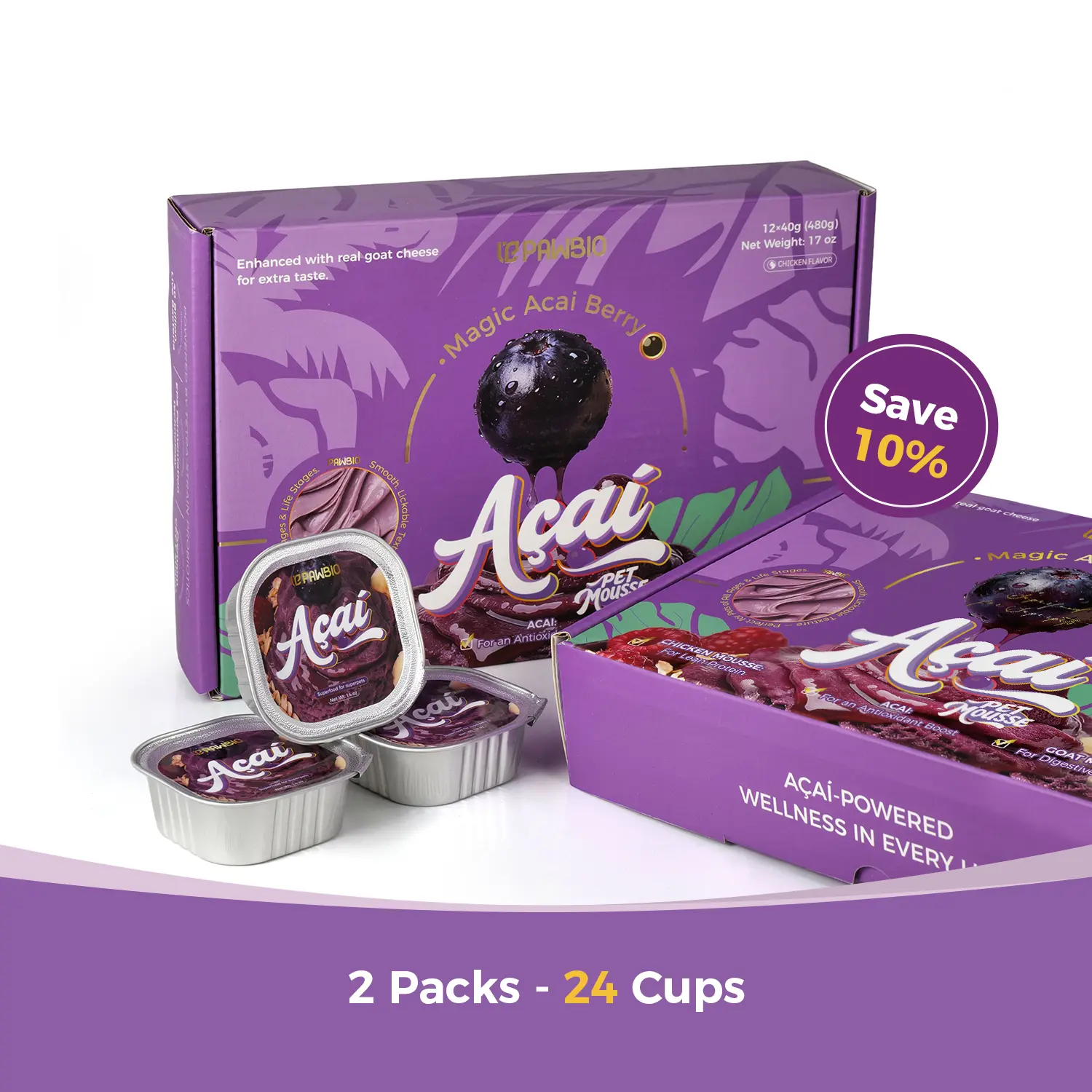 Acai Superfood Mousse, Digestive Support Pet Treats 12 Cups