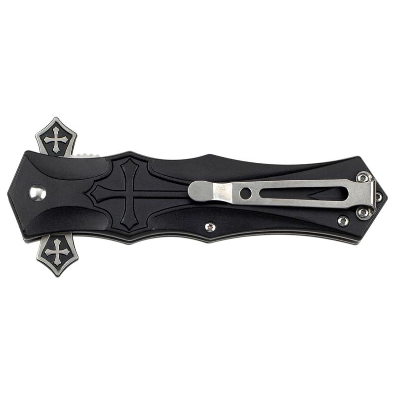 Tac-Force Folding Pocket Knife Cross Style TF-817BK 4" 3MM Blade, 5" Closed