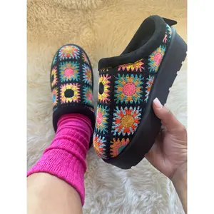 FROSTY-41 Black Multi Slip On Clog - Closed Toe, Faux Fur Lining