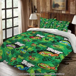 Teenage Mutant Ninja Turtles print 3-piece comforter set, bedding set, Bed Sheet Sets, Bed Sheets Set, suitable as a gift.