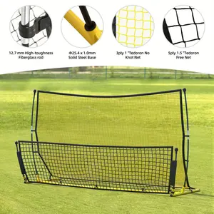 7x4ft Soccer Rebounder - Dual-Net System for Enhanced Passing & Shooting, Durable Polyester with Steel Frame & Bungee Buckles, Includes Portable Carry Bag & Stakes, Ideal for Home Soccer Training