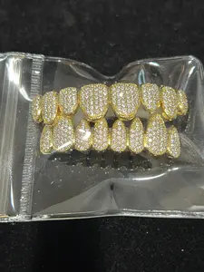 14K Gold Filled Brass Grill with VVS CZ Stones Full Grill Design Luxury Accessory in Clear Plastic Case