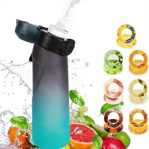 650ML Fruit Flavor Water Bottle, 1 Set Flavor Sports Water Bottle with Straw & Random Color Flavor Ring, Leakproof Drinking Cup for Outdoor Sports Tumbler