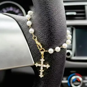 Car Steering Wheel Charm, Car Crown Cross Necklace Jewelry, Unique Fashion Gift, Automotive Decorations, Car Ornament