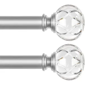 2 Pack Curtain Rods for Windows 48 to 84(4-7 ), 1 Inch Decorative  Curtain Rod, Splicing Adjustable Single Drapery Rods with  Netted Texture Ends, 32-86"