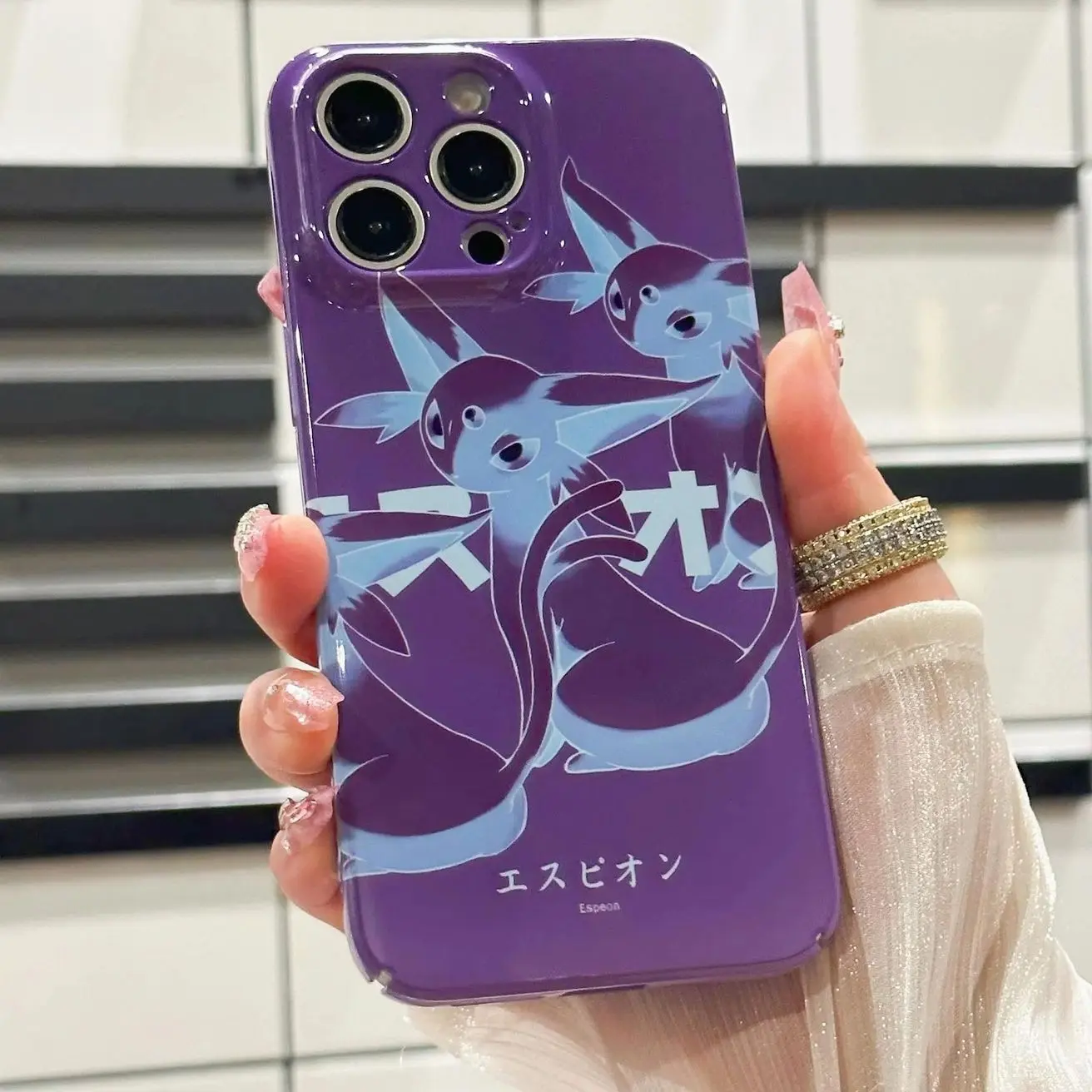 Cute Anime poke Espeon  iPhone Case for all iPhone and Samsung models; available as a 2-in-1 MagSafe Tough Case or 2-in-1 Tough Case.