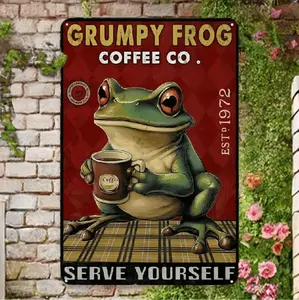 Vintage Grumpy Frog Coffee Co Metal Wall Art Sign For Kitchen Bar And Home Decor